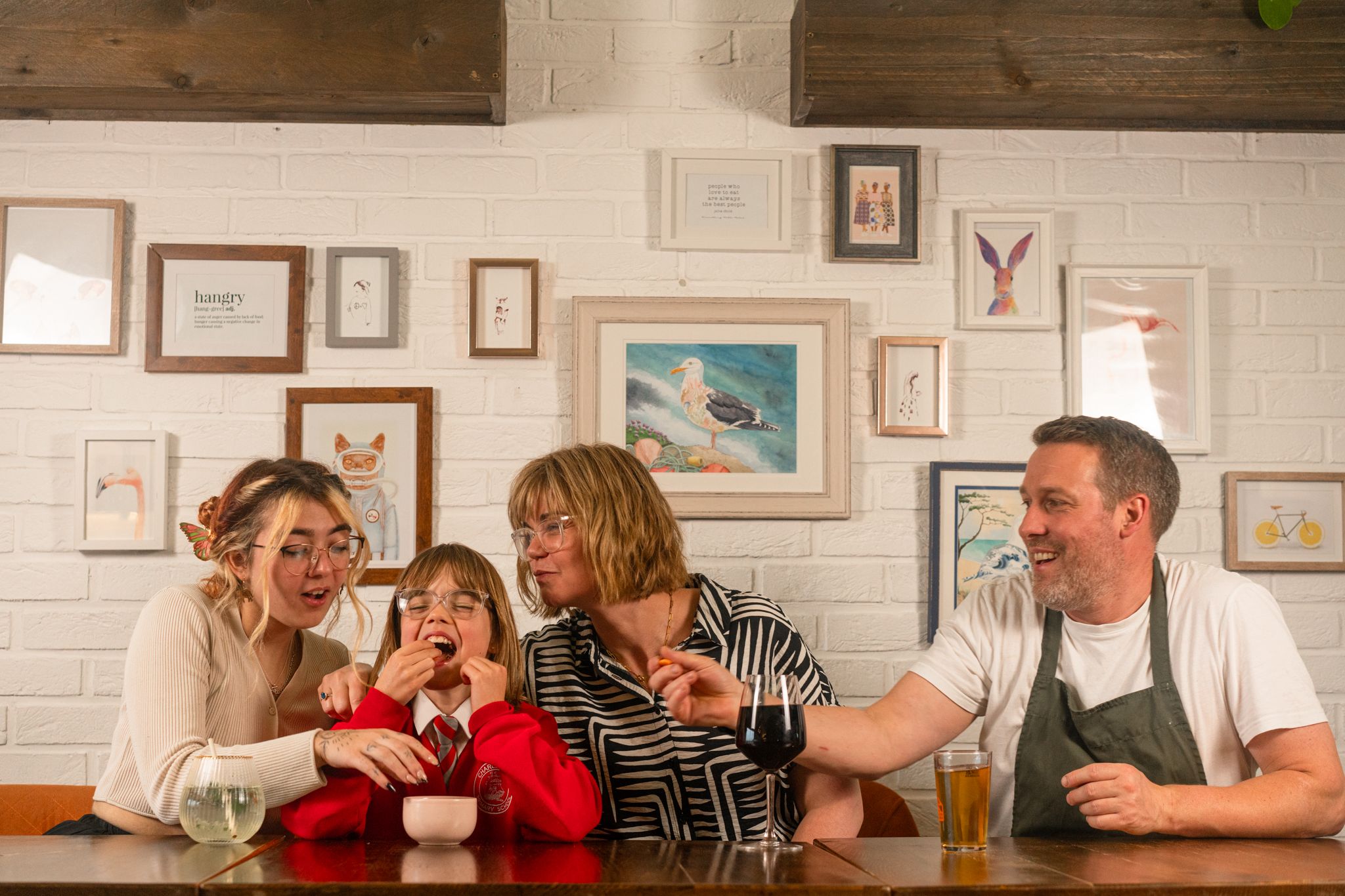 The Brown family together at Edie's restaurant